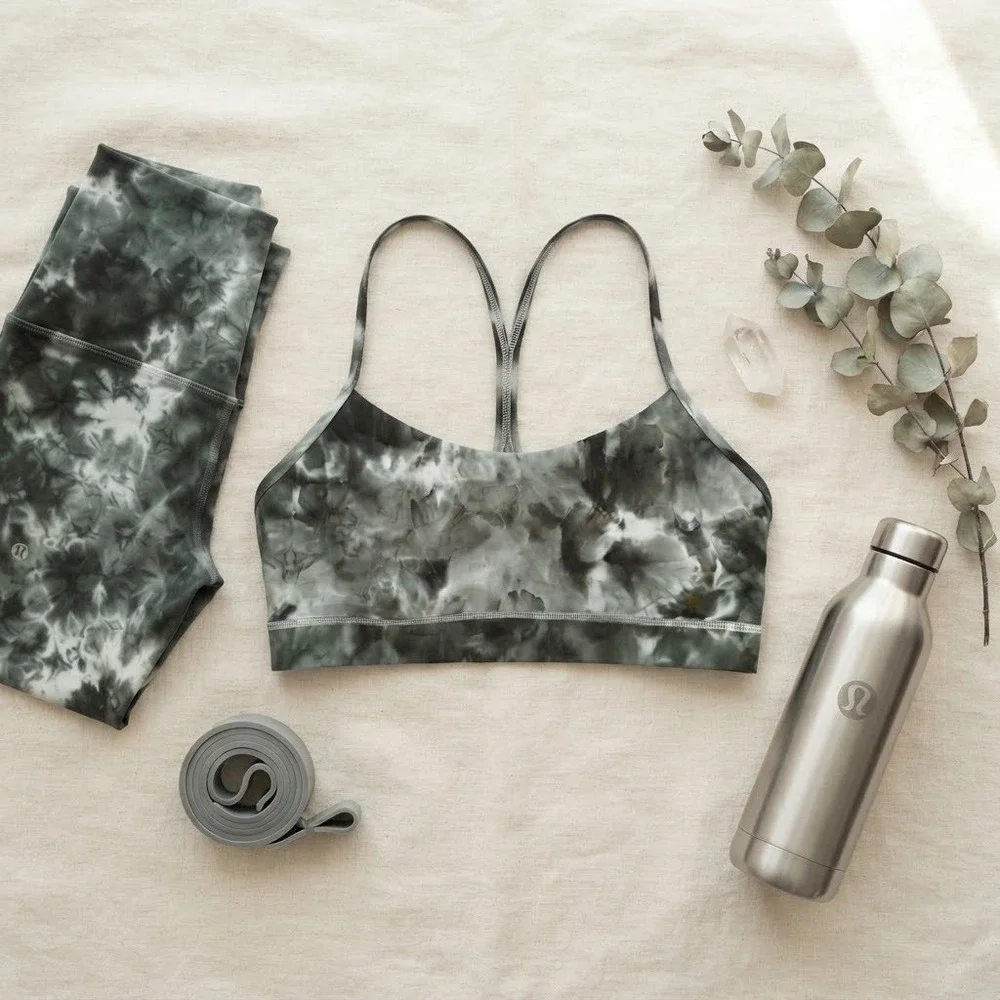 Lululemon Flow Y Nulu Bra A-C Cup Diamond Dye Light Sage Medium Olive Size 14